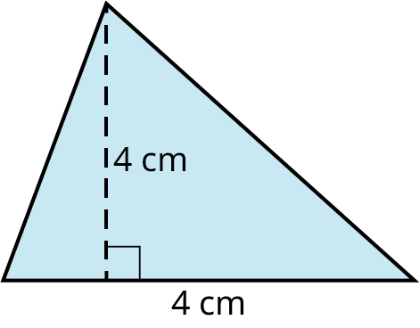 A triangle with its base marked 4 centimeters and height marked 4 centimeters.
