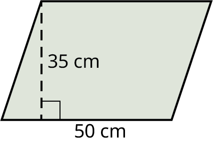 A parallelogram with its base marked 50 centimeters and height marked 35 centimeters.