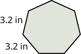 A heptagon with its sides marked 3.2 inches.
